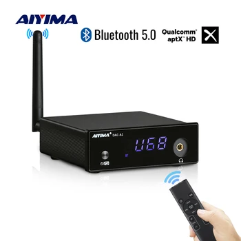 AIYIMA DAC-A1 APTX HD Bluetooth מפענח אודיו אוזניות מגבר מפענח ES9018Q2M קואקסיאליים אופטי USB DAC לינוקס שליטה מרחוק