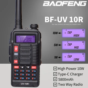 Baofeng uv10r חזק כף יד ווקי טוקי 10W Dual Band VHF UHF חזיר CB רדיו USB מטען ארוך טווח BF UV 10R שני הדרך רדיו