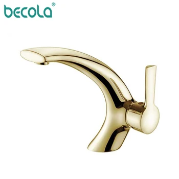 Becola מודרני פליז אגן ברז זהב אמבטיה ברז חמים וקרים פליז אגן כיור ברז מיקסר ידית אחת ברזים