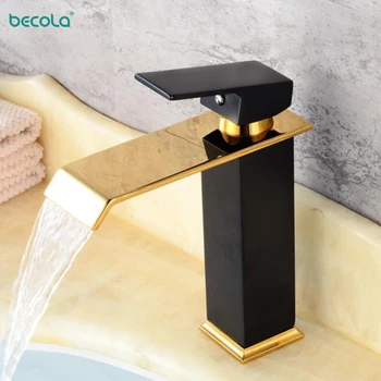 Becola מפל אמבטיה ברזים הסיפון רכוב שחור ברזי כיור שטיפת אגן ברזי מים חמים וקרים ברז מיקסר