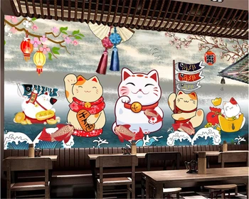beibehang גודל מותאם אישית רטרו בסגנון יפני סושי מסעדה מסעדה קישוט ציור טפט הנייר דה parede 3d behang