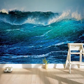 beibehang כחול גלי האוקיינוס עיצוב הבית המסמכים דה parede 3d טפט עבור הסלון 3d החדר לרוחב הקיר מסמכי עיצוב הבית