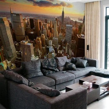 beibehang על קירות 3 d מותאם אישית 3d ציור קיר טפט העיר ערב נוף רקע ספה השינה מגדל הטלוויזיה בניו-יורק 3d תמונה