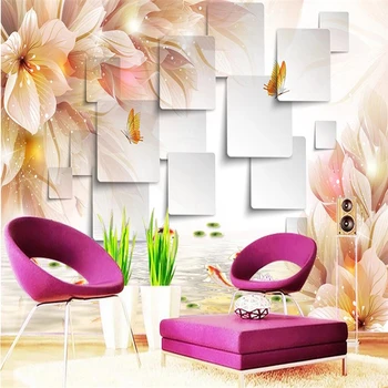 beibehang תמונה מותאמת אישית 3d טפט קיר קיר מדבקה 3D פנטזיה פרח פרפר אהבה הטלוויזיה רקע קיר המסמכים דה parede