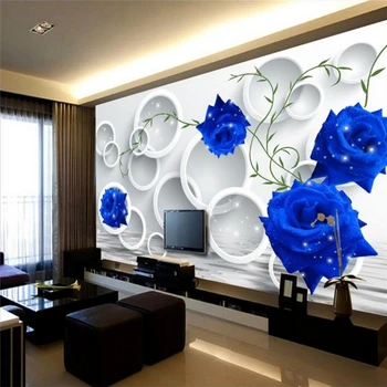 beibehang תמונה מותאמת אישית טפט קיר קיר מדבקה מעגל כחול, רוז פשוטה הטלוויזיה רקע נייר קיר ציור קיר המסמכים דה parede