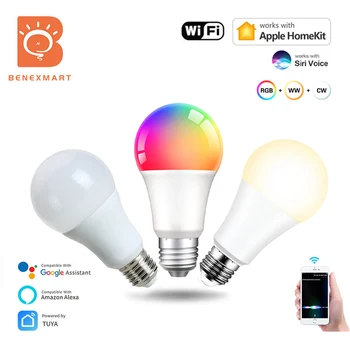 Benexmart Homekit WiFi E27 חכם הנורה LED ניתן לעמעום המנורה RGBCW Spotlighting Tuya יישום Siri אלקסה הבית של Google שליטה קולית