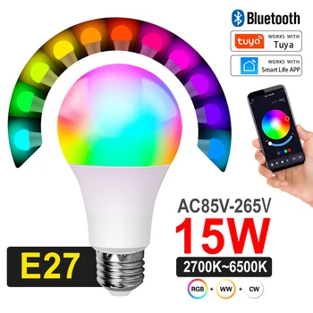 Bluetooth אלחוטית חכמה הנורה Tuya בקרת יישום Dimmable שינוי צבע מנורה E27 Led MusicLights הנורה בית חכם קישוט