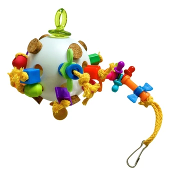 C90D ציפור צעצוע קורע לעיסת הצעצוע השיניים פלסטיק פוטבול הכלוב תלוי צעצוע