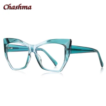 Chashma נשים עין חתול משקפי ראייה מסגרת אופטי משקפי שמש משקפיים האביב ציר כחול שיפוע משקפיים
