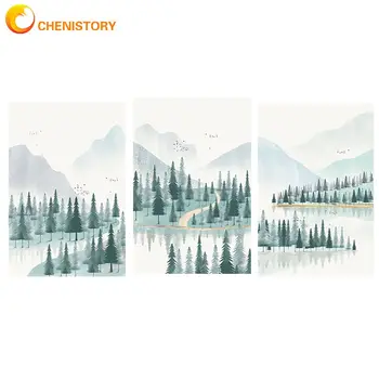 CHENISTORY 3pc DIY ציור לפי מספרים-Diy אמנות עצים הר צביעה לפי מספרים קל להתחיל מתנה ייחודית לקישוט הבית