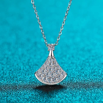 D צבע Mossan אבן מלא יהלומים חצאית שרשרת 100% כסף סטרלינג 925 תכשיטים נוצצים שרשרת יהלומים רומנטי בוטיק יהודי
