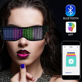 DIY קסם החידוש Bluetooth טעינת USB עריכה Multi-language מהר פלאש LED אור Led מסיבת תאורה בקרת יישום זוהר משקפיים
