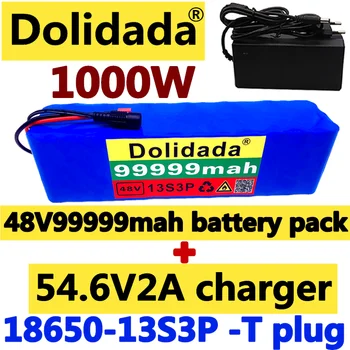 Dolidada 48V 99.999 אה 1000w 13S3P 48V Lithium ion Battery Pack 99999mah עבור בגודל 54.6 v אופניים חשמליות קורקינט עם עב 