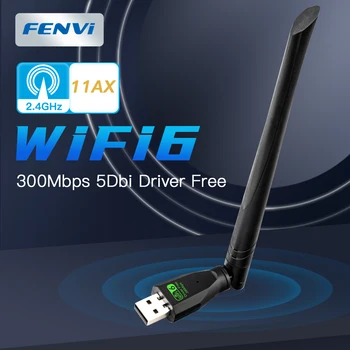 fenvi WiFi 6 USB Adapter 300Mbps כרטיס רשת אנטנה Wifi6 פלאג USB 802.11 ax 2.4 Ghz נהג בחינם עבור מחשב נייד MU-MIMO