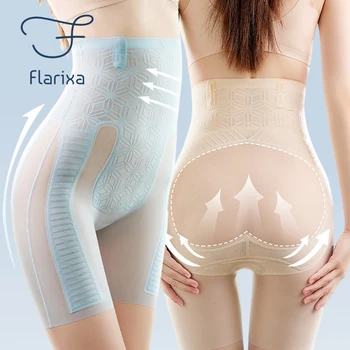 Flarixa חלקה Shapewear נשים גבוהה המותניים הבטן שליטה קצרים תחת מרים הרזיה תחתונים קרח משי מגניב הגוף מגבש את המכנסיים
