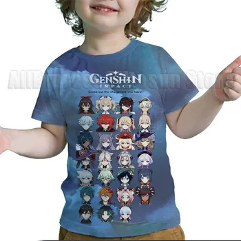 Genshin השפעה הדפסת 3D ילדים Tshirts הקיץ הילדים אנימה חולצות תינוק קריקטורה טי מקסימום בנים בנות שרוולים קצרים טי-שירט.