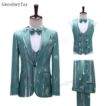 Gwenhwyfar הגעה חדשה כפתור אחד השושבינים לשיא דש חליפות גברים חליפות חתונה/הנשף הכי בלייזר ( ז ' קט+מכנסיים+וסט)G1036