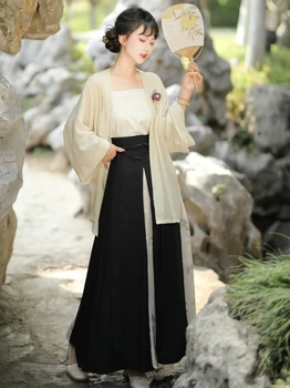 Hanfu נשים השיר של תוצרת קצר חולצה שיפור קלע שלוש-צינור חצאית יומי קבוע קין-האן אלמנט