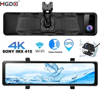 HGDO D566 דאש מצלמת 4K Dvr לרכב עם GPS WIFI שחור מראה SONY וידאו תיבת כפול מצלמות מקליט Automotiva מלפנים ומאחור 12V 24V
