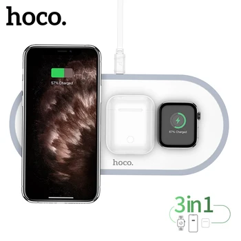 Hoco 3 ב 1 מטען אלחוטי פנקס צ ' י טעינה מהירה עבור iPhone 11 12 Pro מקס XS XR מהר מטען עבור iWatch 5 4 3 2 1 Airpods Pro