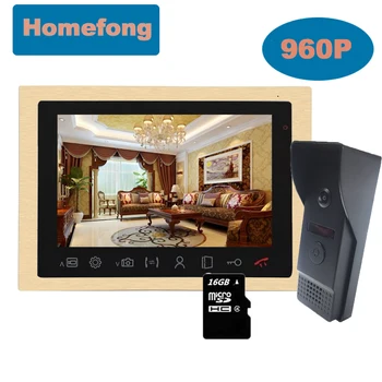 Homefong 10 אינץ הביתה אינטרקום וידאו דלת טלפון פעמון דלת עם מצלמה לפתוח לדבר יום א HD 960P צבע זהוב תנועה הקלטה