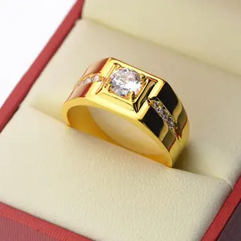 HOYON של ג ' נטלמן טבעת זהב 24K צבע של גברים שתלטנית טבעת פתוחה סימולציה טבעת יהלום לחיות הפה טבעת תכשיטים עבור ילד מתנה