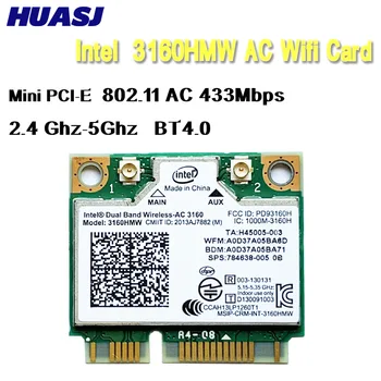 Huasj 3160HMW 3160AC 433Mbps 802.11 acMini PCI Express מתאם wifi אלחוטית BT 4.0 HS כרטיס אלחוטי Intel vPro / WIDI