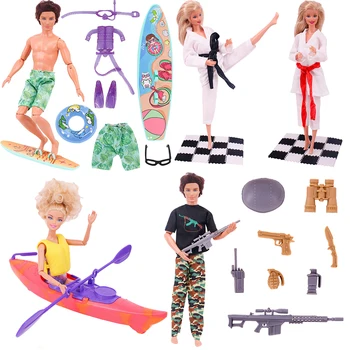 Kawaii טאקוונדו בגדי ספורט וג מזרן יוגה,גלישה סירה,מיני האקדח מוכן,מתאים 30Cm Barbiees, Kens בובה BJD בובה שלפוחית צעצועים