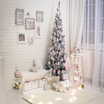 Laeacco הייט משובח הפנים לקיר עץ חג המולד מתנה תחרה, וילון תינוק יום הולדת צילום תמונה רקע