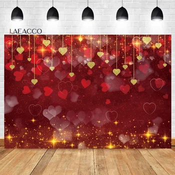 Laeacco יום האהבה רקע רומנטי לבבות רוז ארוחת ערב לאור נרות הנצנצים אורות צילום חתונה רקע