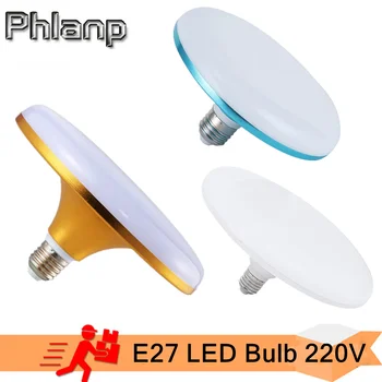 LED נורת E27 מנורת Led סופר מבריק 12W 15W 20W 30W AC 220V UFO Led אורות מקורה לבן חם תאורה מנורות שולחן מוסך אור