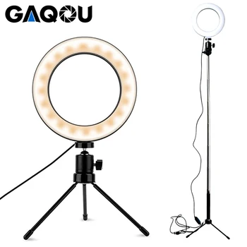 LED ניתן לעמעום איפור טבעת אור צילום סטודיו פלאש מנורה עם חצובה Selfie המקל VK-Youtube Tik Tok לחיות זרם וידאו