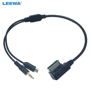 LEEWA 5pcs שמע לרכב מוסיקה עמי/MDI ממשק 3.5 mm זכר מיקרו USB AUX כבל עבור מרצדס בנץ חוט מתאם #CA6258
