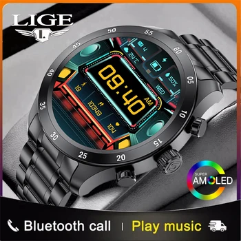 LIGE Bluetooth שיחה Smartwatch גברים הקול עוזרת לפקח על קצב לב Watch Sport כושר עמיד למים שעון חכם עבור אנדרואיד iOS