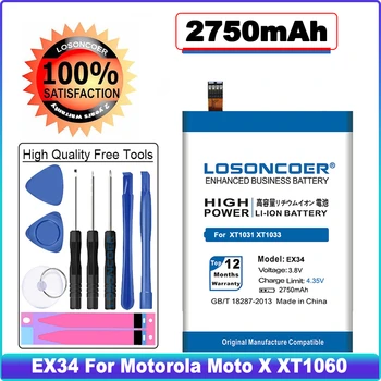 LOSONCOER 2750mAh EX34 סוללה עבור Motorola Moto X XT1060 רוח Moto X XT1031 XT1033 XT1049 XT1053 XT1050 XT1052 סוללה