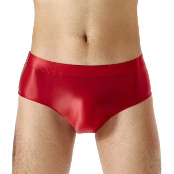 Mens הלבנים התחתונים מבריק חלקה עלייה נמוכה שחייה תחתוני התחתונים רצועת גומי מוצק צבע סקסי תחתונים, בגדי ים
