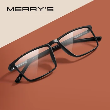MERRYS עיצוב גברים אופנה כיכר משקפיים מסגרת קוצר ראיה מרשם אופטי משקפי מסגרות S2206