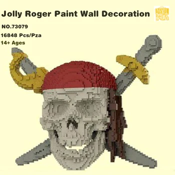 MOC-73079 רוג ' ר העליז צבע קישוט קיר דגם עם PDF ציורים אבני בניין לבנים DIY צעצועי חג המולד מתנות יום הולדת