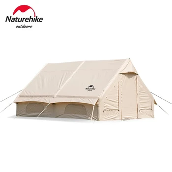 Naturehike חלל גדול כותנה מתנפחים אוהל 5-8 אנשים בקתת אוהל משפחתי אוויר 12.0 טיולים חיצוני לנסוע לאוהל עם משאבת אוויר
