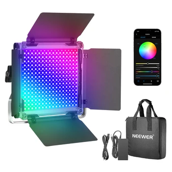 Neewer RGB Led אור עם בקרת יישום, נוריות SMD CRI95/3200K-5600K/בהירות 0% עד 100%/0-360 מתכוונן צבעים/10 ישים הסצנה.