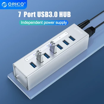 ORICO A3H4 אלומיניום 4/7 יציאת Usb Hub מהירות גבוהה USB 3.0 HUB עם כוח עצמאי מתאם מחשב אוניברסלי