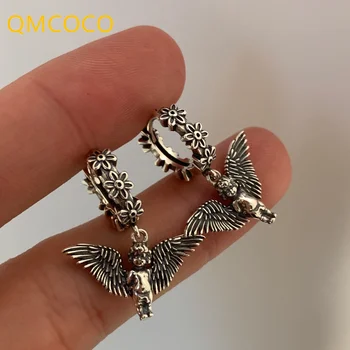 QMCOCO 2022 קיץ החדש בסגנון עיצוב צבע כסף גיאומטרי תאילנדי עגיל כסף עבור אישה גבר פאנק קלאסי האוזן תכשיטים