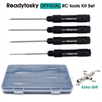 Readytosky פלדה באיכות גבוהה 4 ב 1 פלדה RC tools Kit סט מברג להגדיר הקס לדפוק את הנהג כלים המפתח ברגים עבור RC Quadcopter