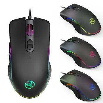 RGB זוהר Wired Gaming Mouse משחקים קווי עכבר ארבע-מהירות מתכווננת 6400dpi קווי עכבר למחשב נייד משחקים