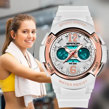 Sdotter שעון דיגיטלי נשים led שעון ספורט לנשים, שעון יד נשים 30M עמיד למים אלקטרוני מותג מפורסם שעון Relogio מ