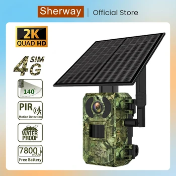 Sherway H10 4MP 4G Wifi שמש מצלמה ציד שביל מצלמה עמיד למים תנועת PIR זיהוי חיות הבר מצלמה עם ראיית לילה