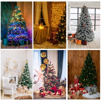 SHUOZHIKE חג המולד מקורה נושא הצילום רקע עץ חג המולד לילדים דיוקן תפאורות עבור סטודיו צילום אביזרים JPW-03