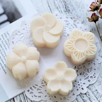 Silian סאקורה 3D DIY סבון בעבודת יד עגול פרח סיליקון עובש סבון פרח עובש סיליקון