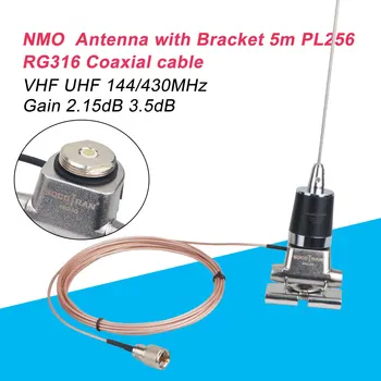 SOCOTRAN NMO-N1 Dual Band VHF/UHF 2.15 3.5 db dB NMO נייד Anenna עם סוגר 5 מטר כבל קואקסיאלי PL259 RG316 על רכב נייד רדיו