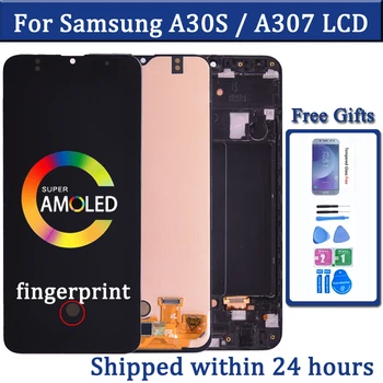 Super AMOLED עבור Samsung Galaxy A30s תצוגת LCD A307 A307F A307FN A307G A307YN מסך מגע LCD דיגיטלית הרכבה החלפה